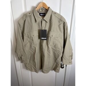 NWT!!! BLAUER 8670 MENS LONG SLEEVE POLYESTER SUPERSHIRT ZIP SHIRT TAN 19.5 x 33